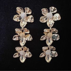 J. Crew Factory Foral Drop Statement Earrings NWT